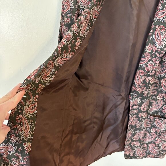 Talbots Petites Women's Blazer Size 4 Large Multicolor Paisley Rayon Vintage 90s - Picture 8 of 12